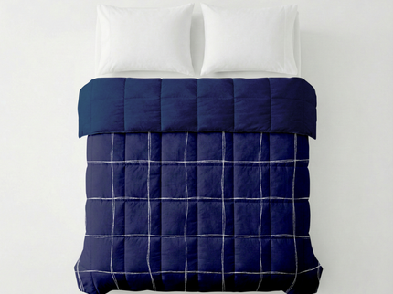 Easy Dekbed Zonder Overtrek - Scribble Squares - Navy