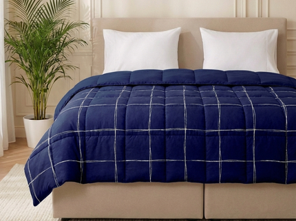 Easy Dekbed Zonder Overtrek - Scribble Squares - Navy