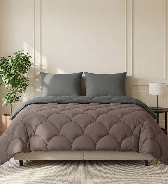 Lazy Dekbed Zonder Overtrek - Double Face - Bruin/Antraciet