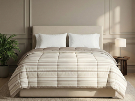 Easy Dekbed Zonder Overtrek - Horizontal Lines - Beige