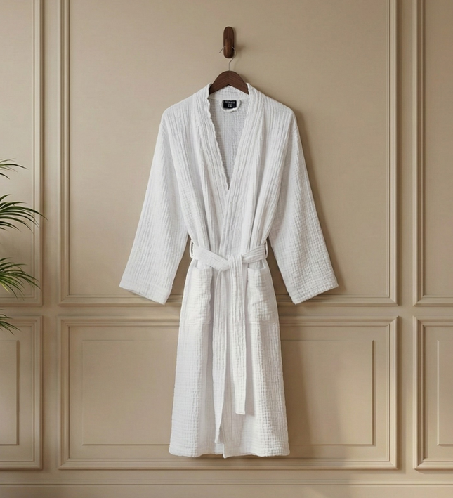 Badjas Mousseline Katoen - Wit