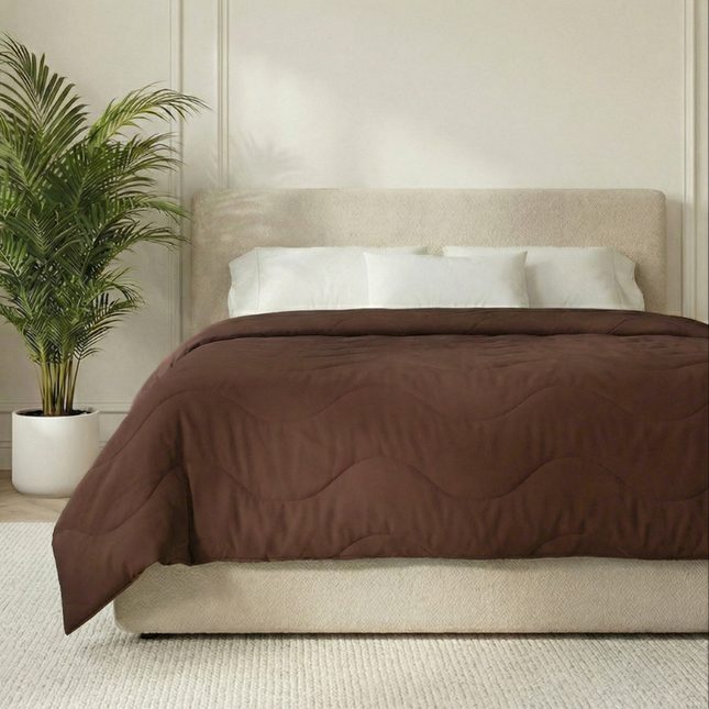 Easy Dekbed Zonder Overtrek Wave Uni - Bruin