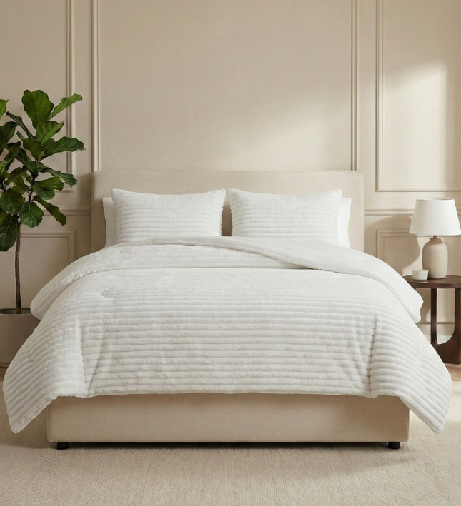 Lazy Dekbed Zonder Overtrek - Teddy Rib - Beige