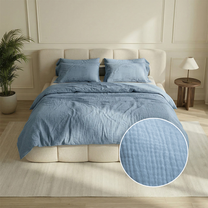 Dekbedovertrek Percale-Katoen - Mousseline - Blauw