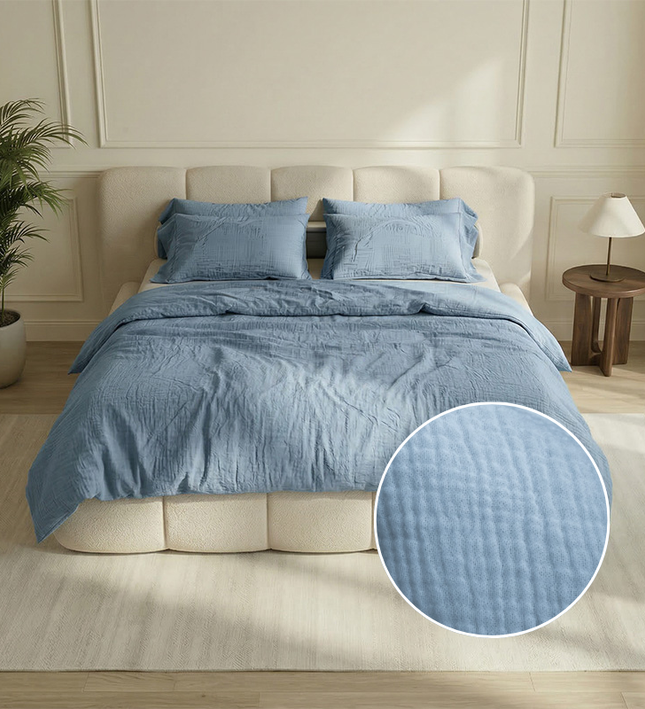 Dekbedovertrek Percale-Katoen - Mousseline - Blauw