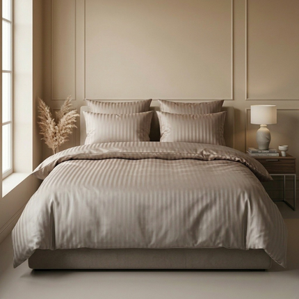 Dekbedovertrek Katoen-Satijn - Satijnstreep - Grijs