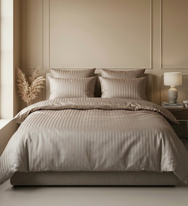 Dekbedovertrek Katoen-Satijn - Satijnstreep - Grijs