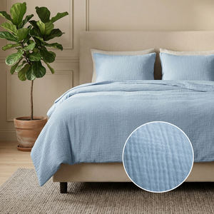 Dekbedovertrek Percale-Katoen - Mousseline - Blauw