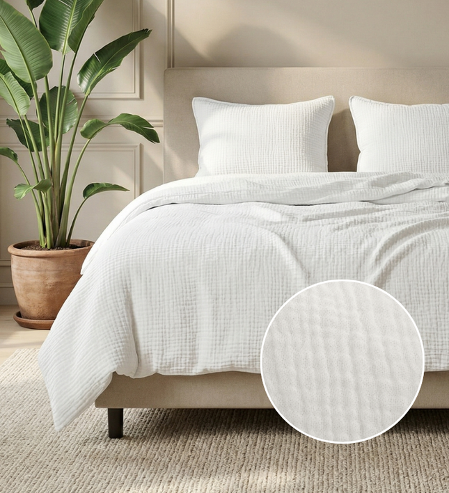 Dekbedovertrek Percale-Katoen - Mousseline - Off White