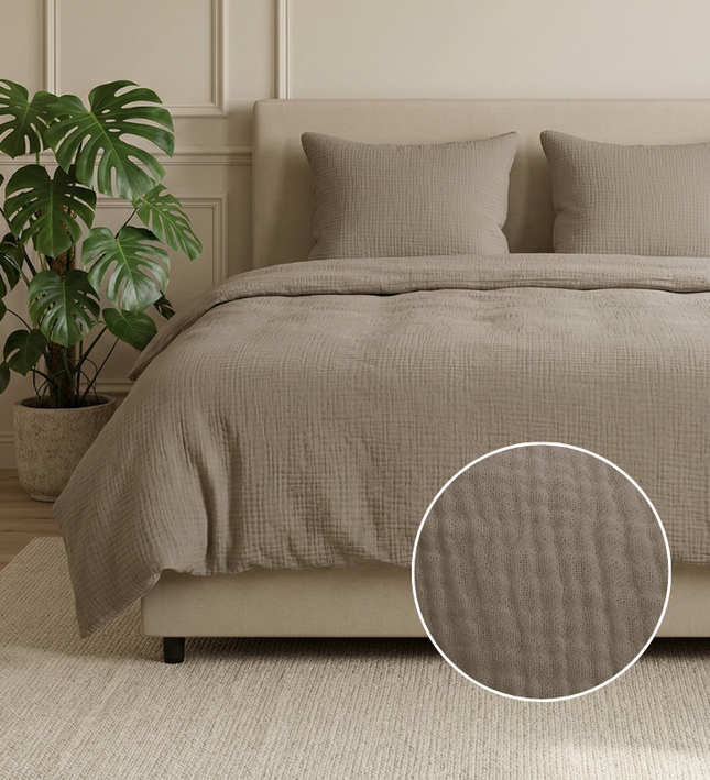 Dekbedovertrek Percale-Katoen - Mousseline - Taupe