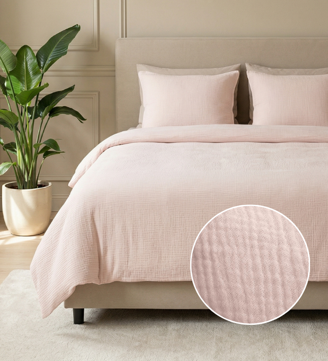 Dekbedovertrek Percale-Katoen - Mousseline - Roze