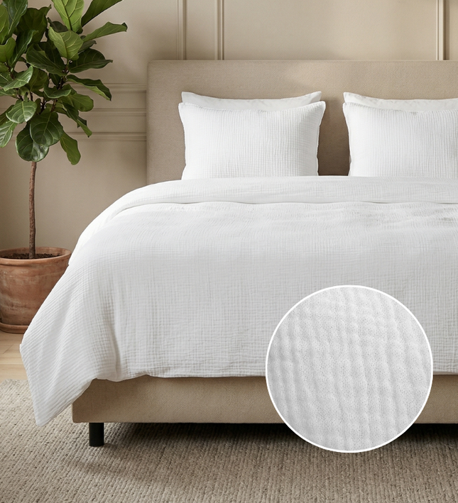 Dekbedovertrek Percale-Katoen - Mousseline - Wit