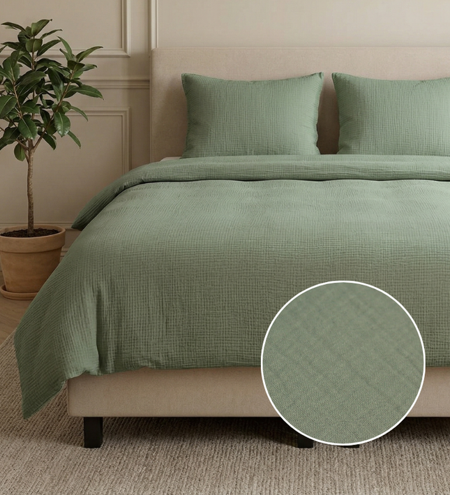 Dekbedovertrek Percale-Katoen - Mousseline - Groen
