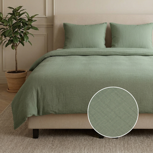 Dekbedovertrek Percale-Katoen - Mousseline - Groen