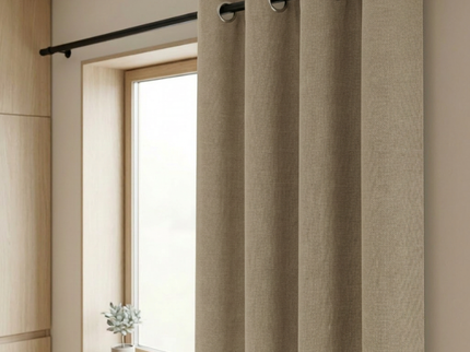 Gordijnen 100% Verduisterend - Ringen - Beige