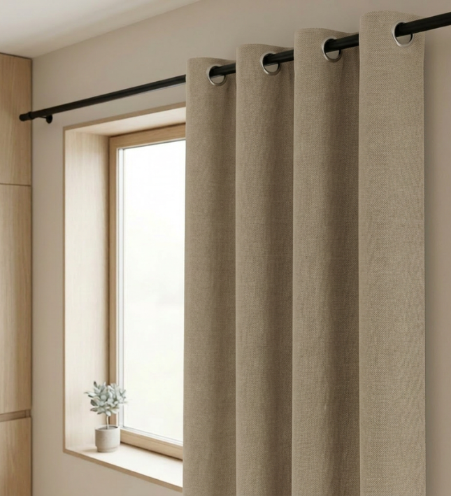 Gordijnen 100% Verduisterend - Ringen - Beige