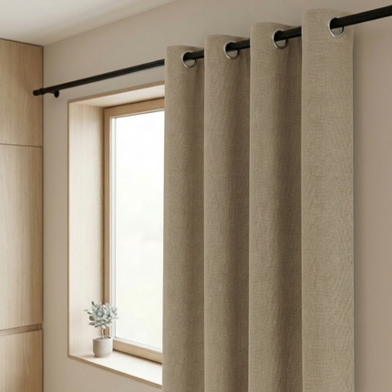 Gordijnen 100% Verduisterend - Ringen - Beige