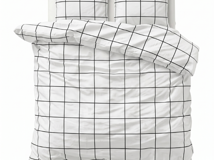 Dekbedovertrek Percale-Katoen - Squared Wit