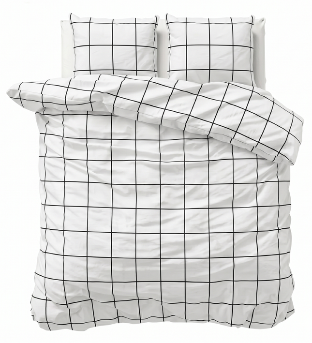 Dekbedovertrek Percale Katoen - Squared Wit