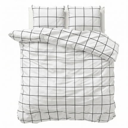 Dekbedovertrek Percale-Katoen - Squared Wit