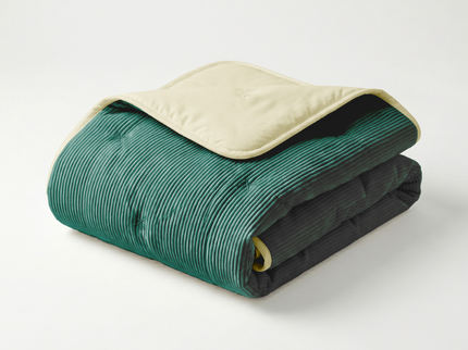 Easy Dekbed Zonder Overtrek Corduroy - Donker Groen/Crème