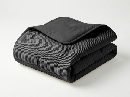 Easy Dekbed Zonder Overtrek Corduroy - Antraciet/Zwart