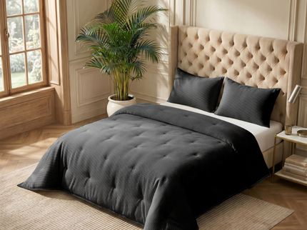Easy Dekbed Zonder Overtrek Corduroy - Antraciet/Zwart