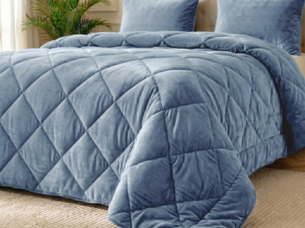 Easy Dekbed Zonder Overtrek Velvet Japandi - Blauw