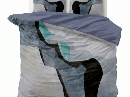 Dekbedovertrek Percale-Katoen - Abstract Marble - Blauw