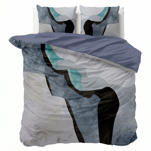 Dekbedovertrek Percale-Katoen Verkoelend - Abstract Marble - Blauw