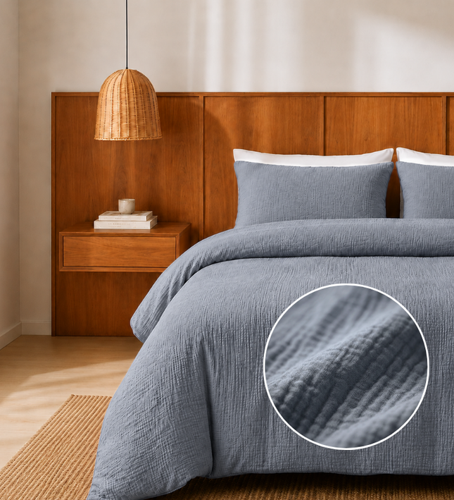 Dekbedovertrek Percale-Katoen Verkoelend - Mousseline - Navy