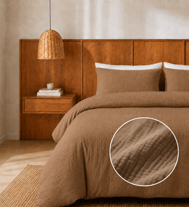 Dekbedovertrek Percale-Katoen Verkoelend - Mousseline - Terracotta