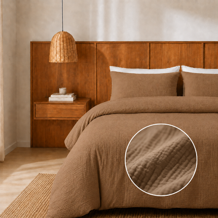 Dekbedovertrek Percale-Katoen - Mousseline - Terracotta