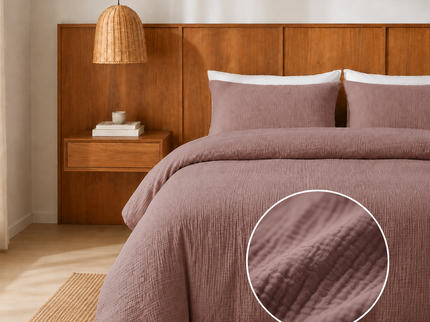 Dekbedovertrek Percale-Katoen - Mousseline - Oud Roze
