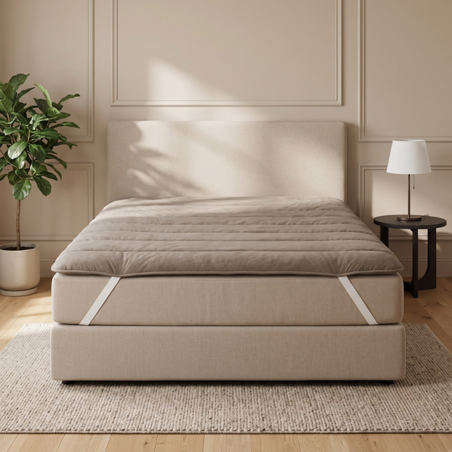 Wasbare Topper & Hoeslaken in 1 - Taupe