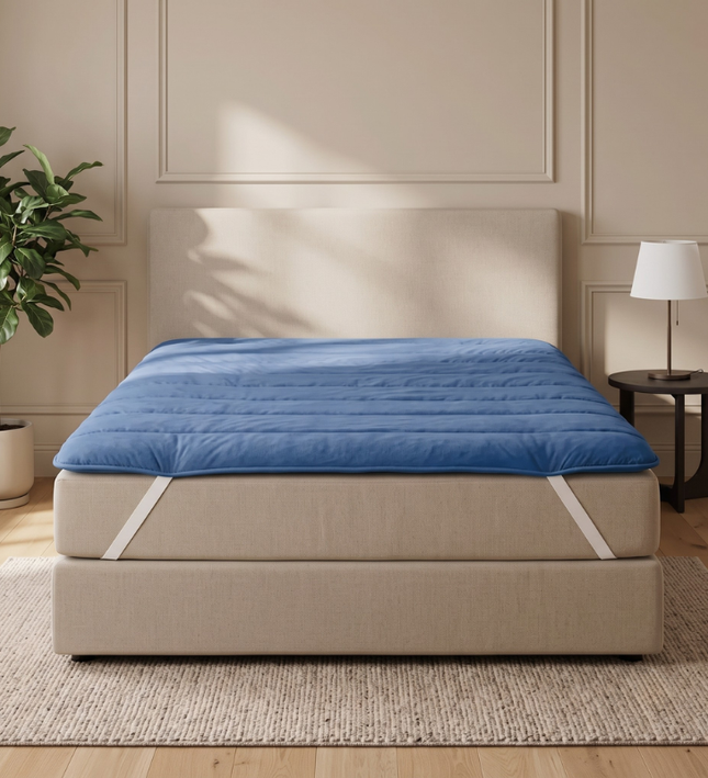 Wasbare Topper & Hoeslaken in 1 - Blauw