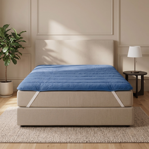 Wasbare Topper & Hoeslaken in 1 - Blauw