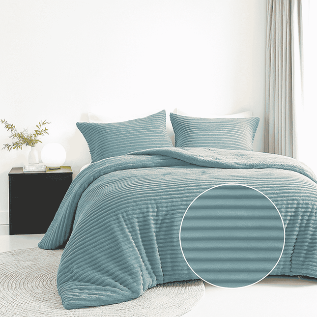 Dekbedovertrek Teddy Rib - Jade