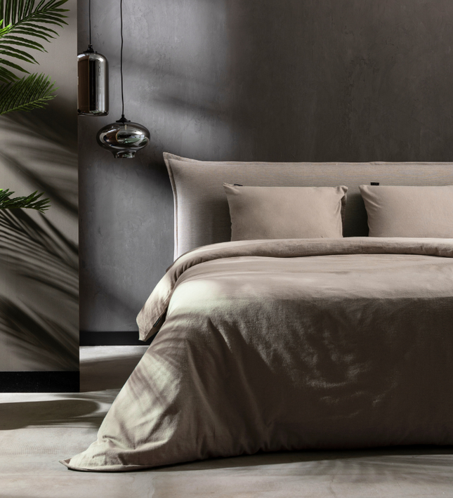 Dekbedovertrek Katoen Flanel - Uni - Taupe