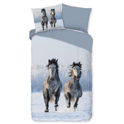 Dekbedovertrek Katoen-Flanel - Snowhorses