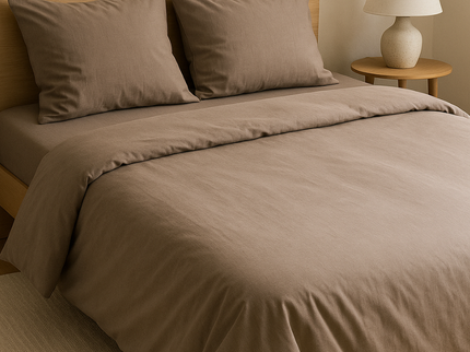 Flanel Dekbedovertrek + Hoeslaken - Taupe