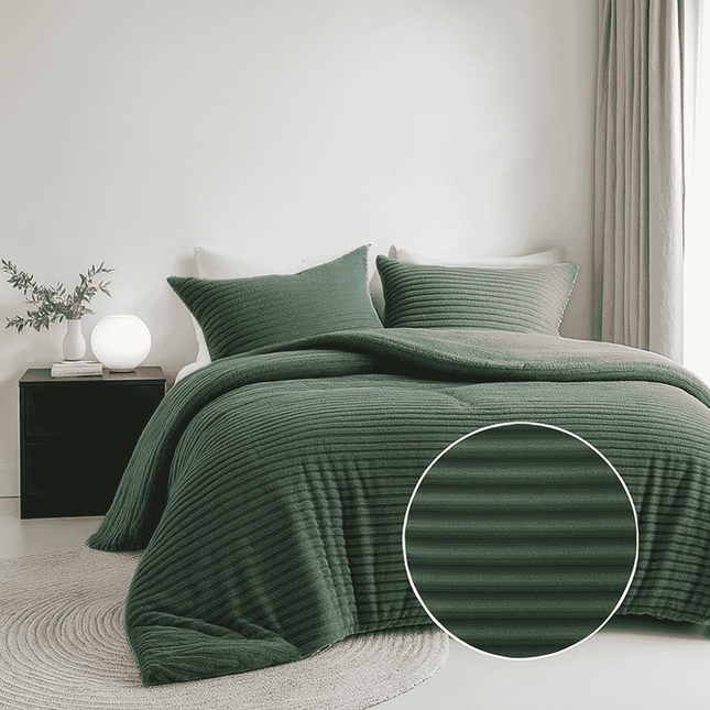 Dekbedovertrek Teddy Rib - Groen