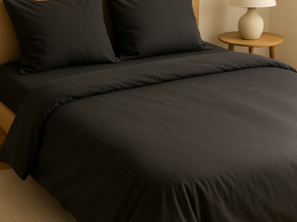 Flanel Dekbedovertrek + Hoeslaken - Antraciet