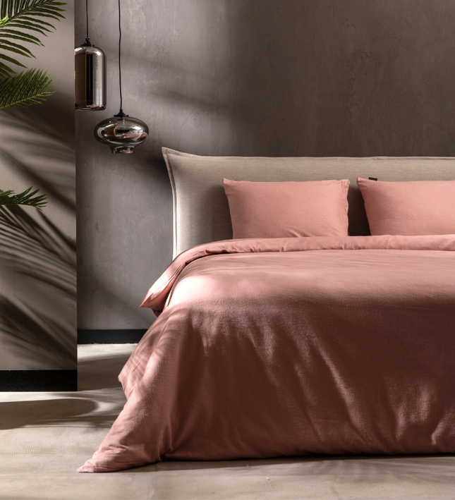 Flanel Dekbedovertrek + Hoeslaken - Zacht Roze