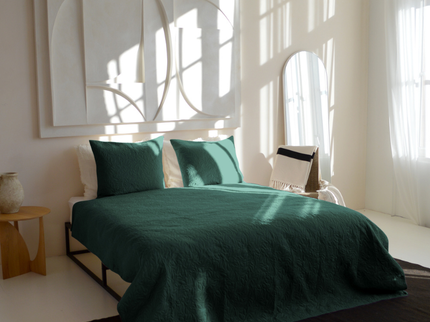 Bedsprei Flowers - Donkergroen