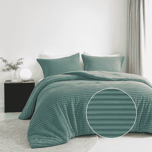Dekbedovertrek Teddy Rib - Zacht Groen