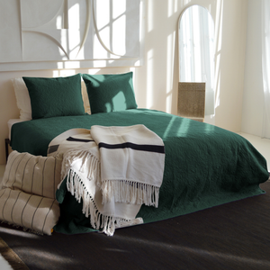 Bedsprei Flowers - Donkergroen