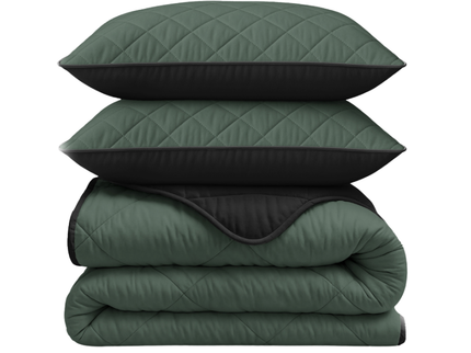 Lazy Dekbed Zonder Overtrek - Double Face - Groen/Zwart