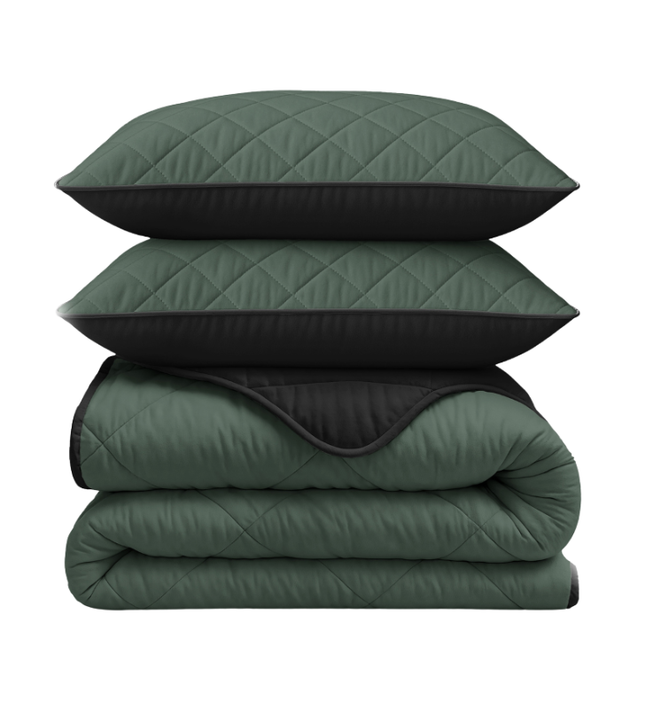 Lazy Dekbed Zonder Overtrek - Double Face - Groen/Zwart