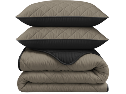 Lazy Dekbed Zonder Overtrek - Double Face - Taupe/Zwart